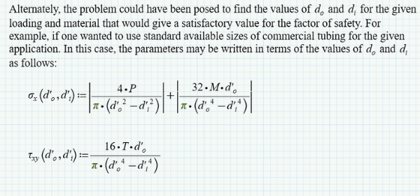 Using PTC Mathcad to document calculations.