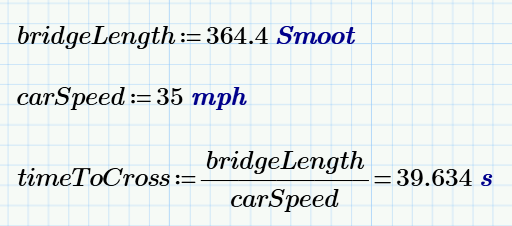 Smoot unit problem converted in Mathcad