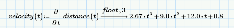 partial derivative operator on velocity function mathcad prime
