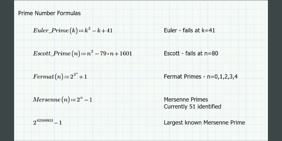 Prime number equation.