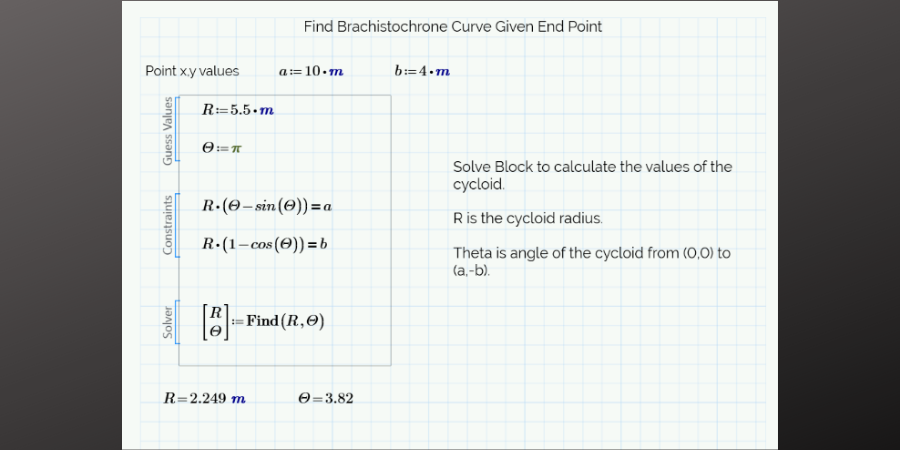 Equations for finding brachistochrone curve for a given end point.