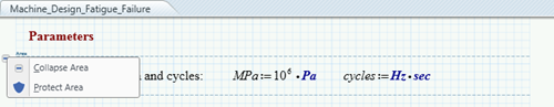 Collapsing an area of calculations