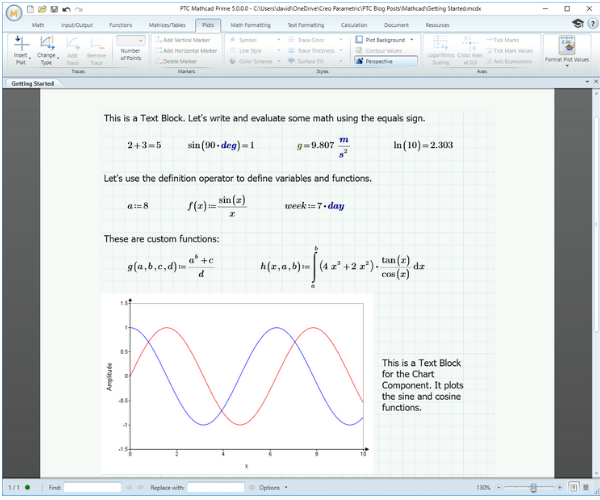 PTC Mathcad worksheet