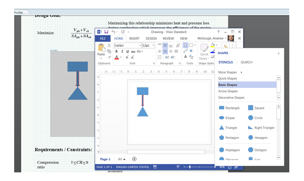 embedded Visio object in Mathcad Engineering Notebook