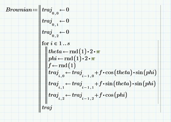 Programming a Brownian equation in PTC Mathcad