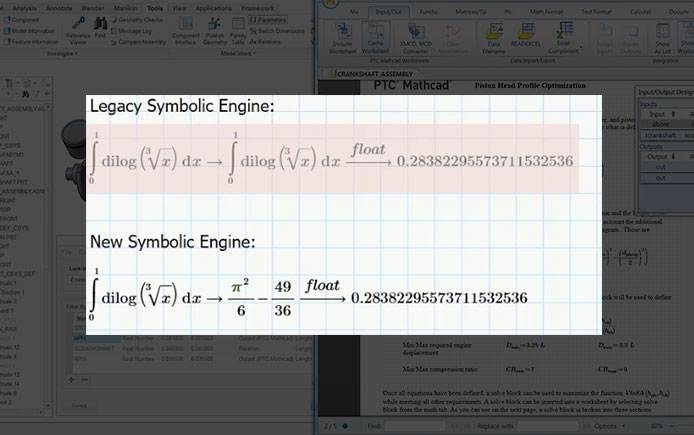      Comparação do mecanismo de simbólicos do Mathcad Prime (antigo x novo)