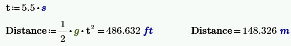 assign variables mathcad time = 5.5 seconds