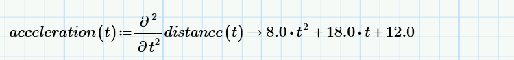 second partial derivative operator mathcad prime acceleration distance time