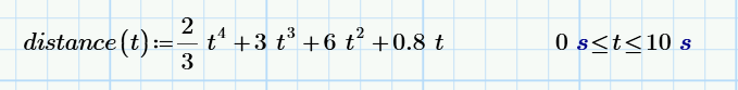 Simple distance function in PTC Mathcad over time