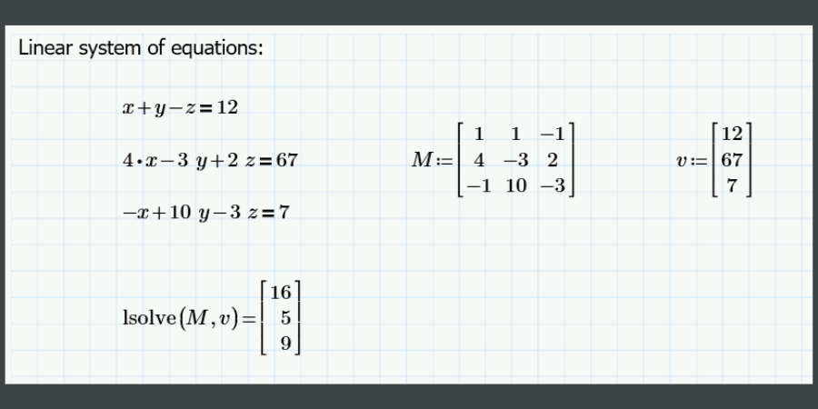 isolve function with matrix and vector as imputs.