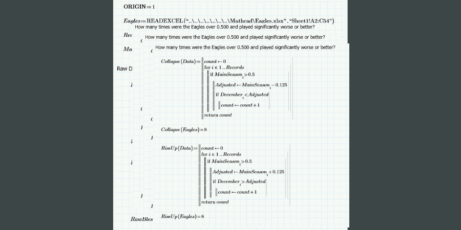 Output of PTC Mathcad program.