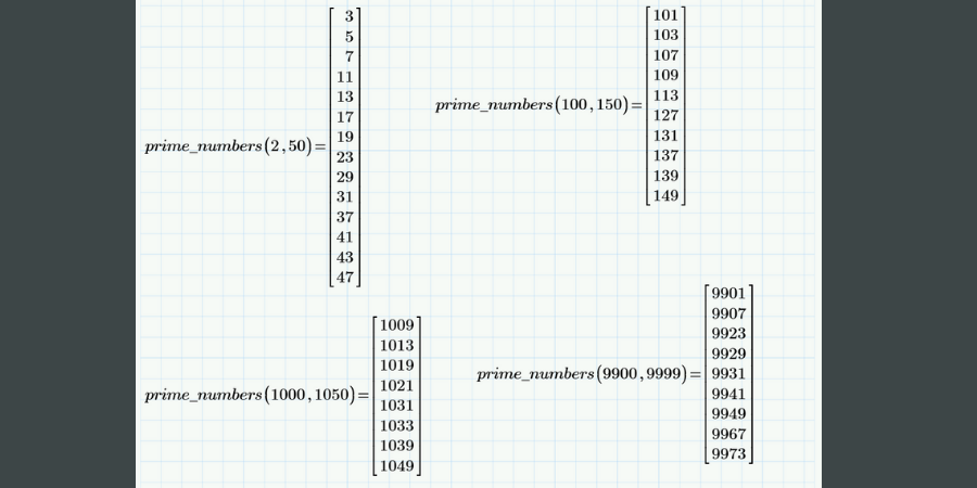 Prime number program output.