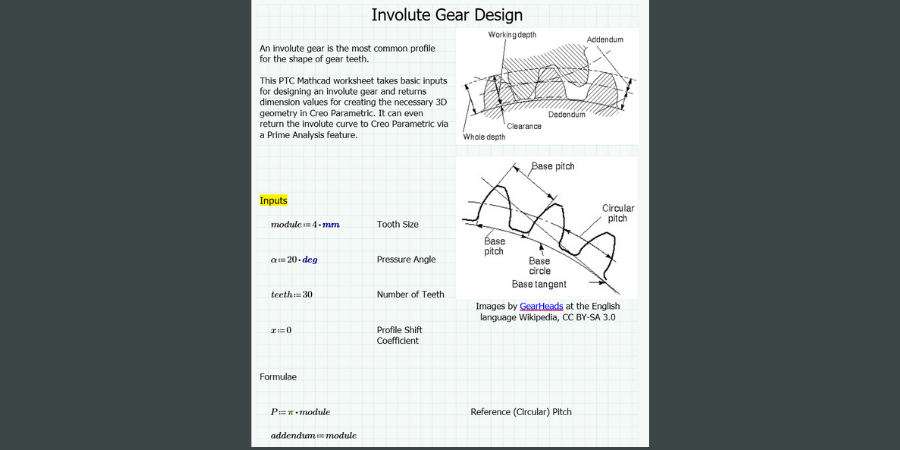 Involute gear design worksheet. 