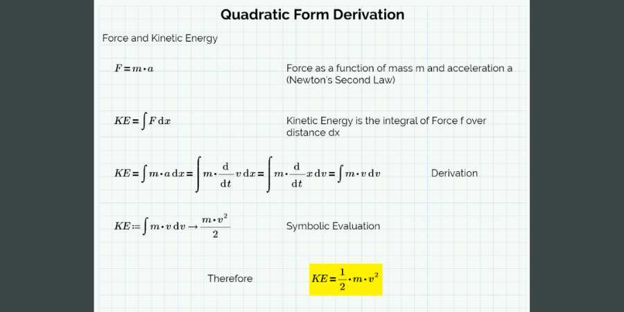 Quadratic form derivation worksheet.