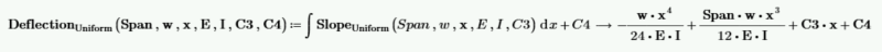 Calculation of the deflection when integrating the slope function.