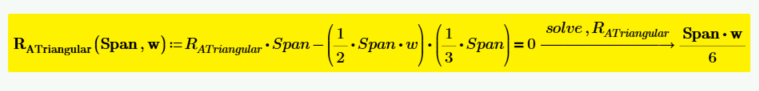 Calculation summing moments around point B.