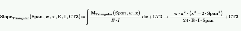 Calculation of slope on triangularly loaded beam when integrating above functions.