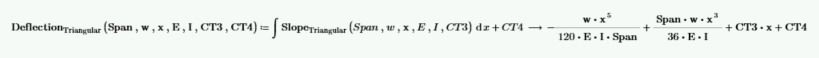 Calculation of deflection by integrating the slope function triangle load beam 