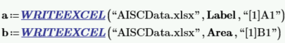 Mathcad Prime WRITEEXCEL function syntax