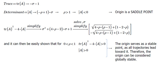 A decoupled, solvable, linearized version of the linear Stability of the Origin from the Lorenz equations.