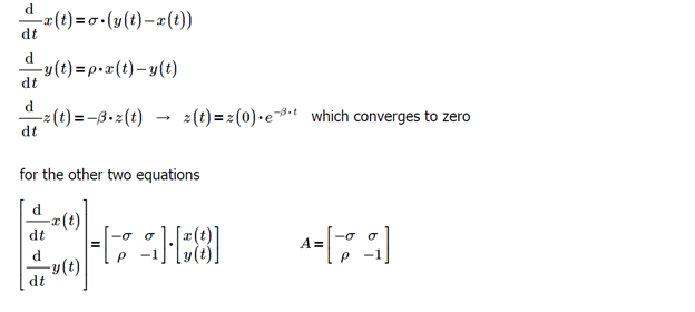 A decoupled, solvable, linearized version of the linear Stability of the Origin from the Lorenz equations.
