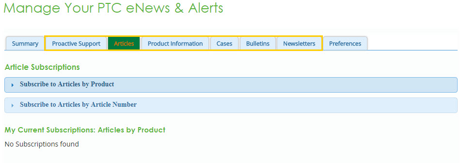 Manage Your PTC eNews and Alerts